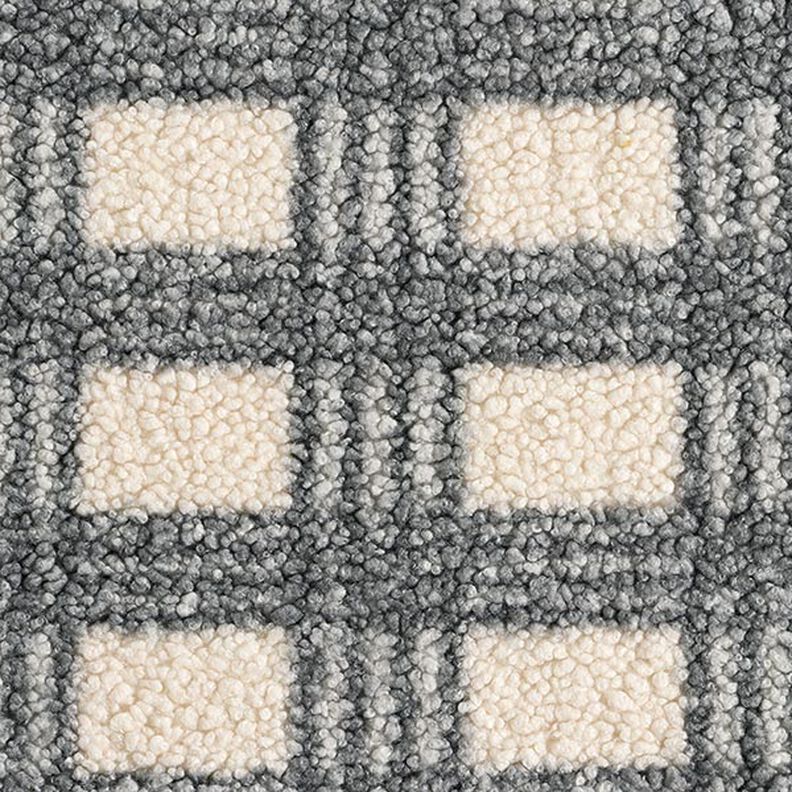 Punto Bouclé Cuadros – blanco lana/gris,  image number 1