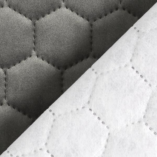 Tela de tapicería Terciopelo acolchado en diseño de panal – antracito – Muestra,  image number 6