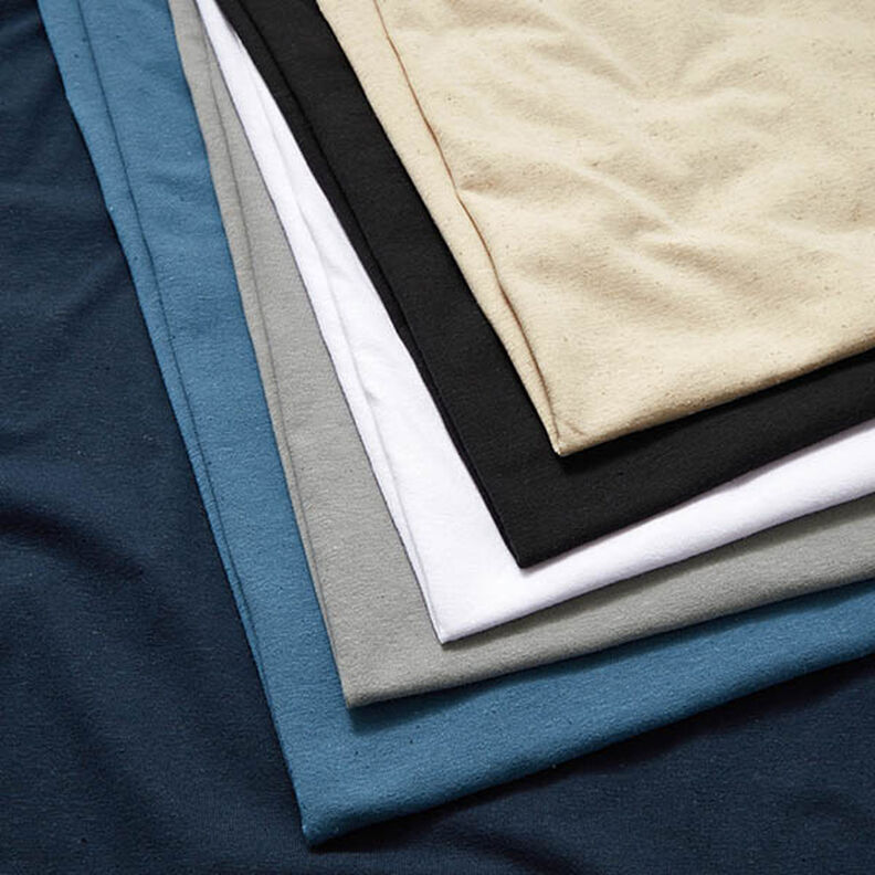 Tela de jersey mezcla de lino y algodón Uni – azul marino,  image number 4