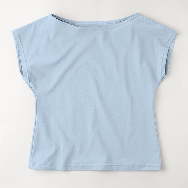 Tela de jersey de algodón Uni mediano – azul claro,  image number 8