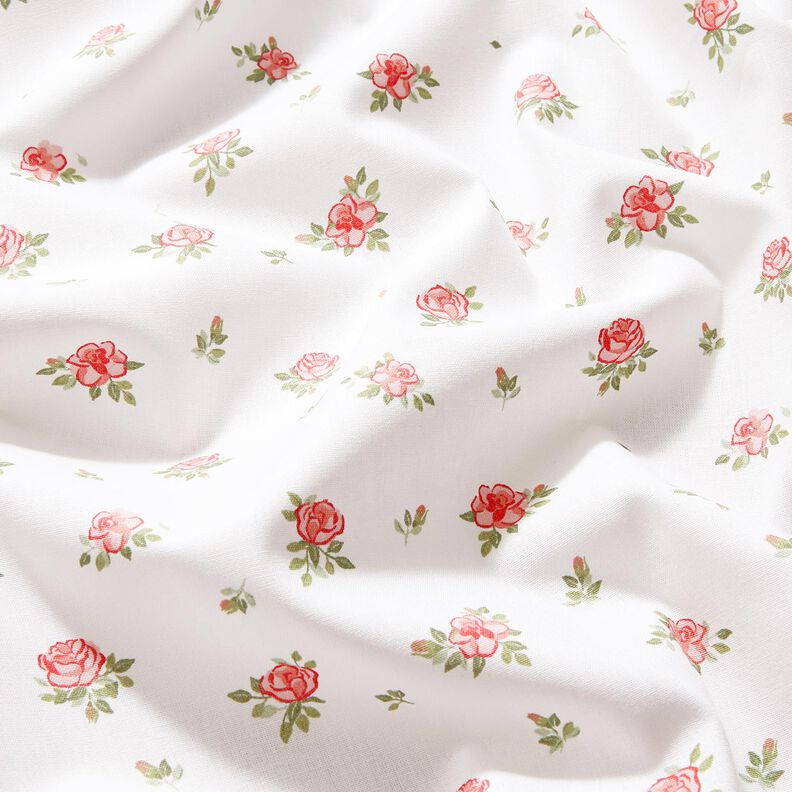 Popelina de algodón Rosas delicadas – rojo/blanco,  image number 2