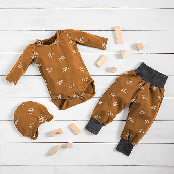 Tela de jersey de algodón Elefantes bebé – bronce,  image number 6