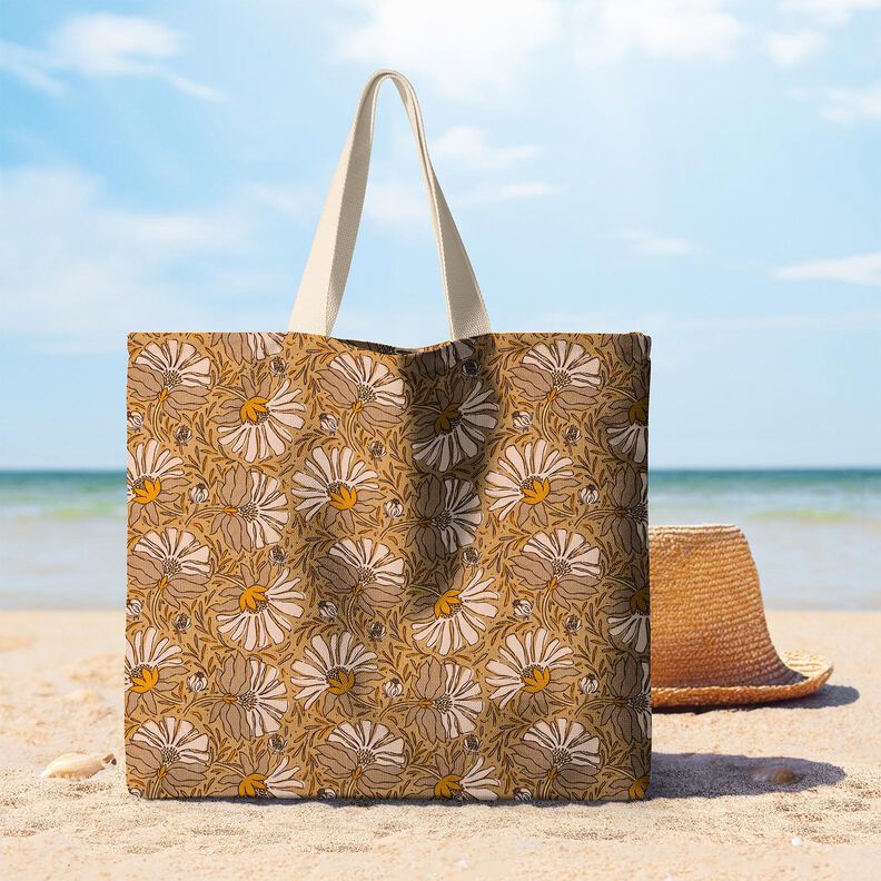 Tela decorativa Panama media Flores grandes &ndash; beige oscuro/amarillo curry,  image number 7