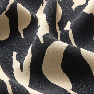 Tela de viscosa Patrón de cebra abstracto – negro/beige claro, 