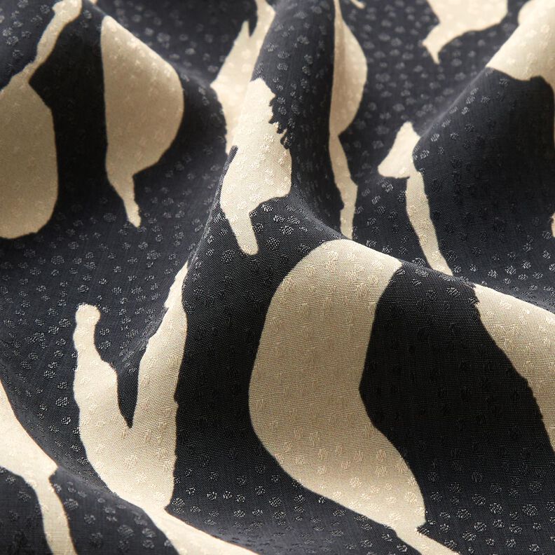 Tela de viscosa Patrón de cebra abstracto – negro/beige claro,  image number 2
