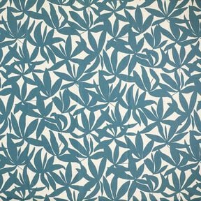 Tela decorativa Panama media Hojas lisas – azul océano/naturaleza, 