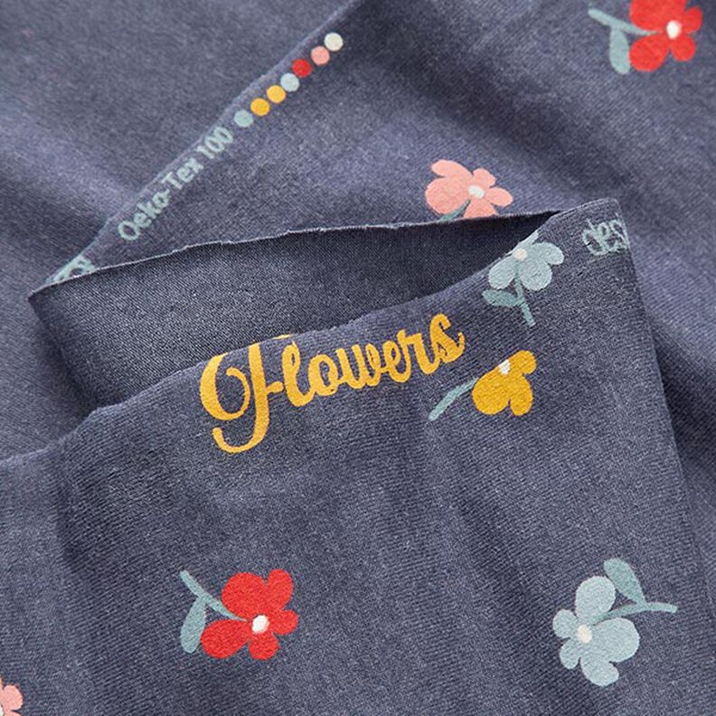Tela de jersey de algodón Florecitas – azul marino,  image number 3