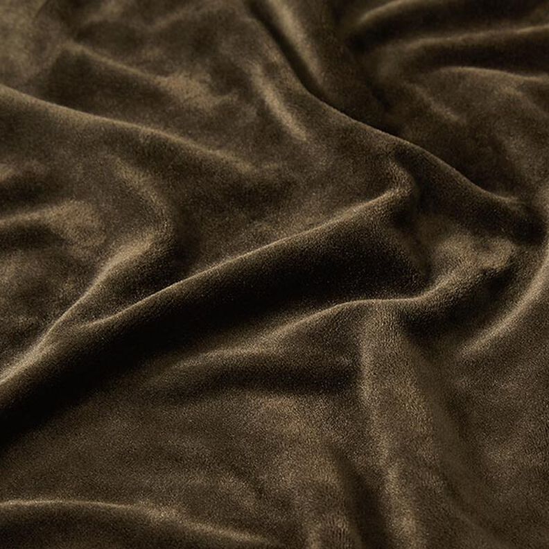 Terciopelo Stretch Tela de niqui – marrón oscuro,  image number 2