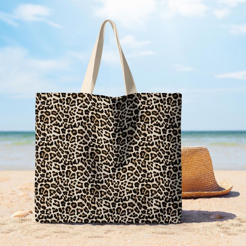 Tela decorativa Jacquard Patrón de leopardo tejido – beige claro/negro,  image number 6