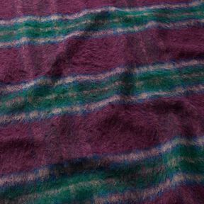 Tela para abrigos Mezcla de lana Cuadros cepillados – merlot/abeto azul, 