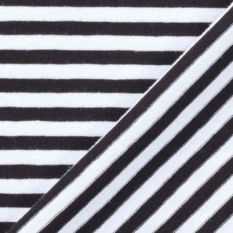 Tela de jersey de algodón Rayas delgadas – negro/blanco,  image number 4