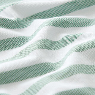 Tela de jersey Piqué Rayas – blanco/verde, 