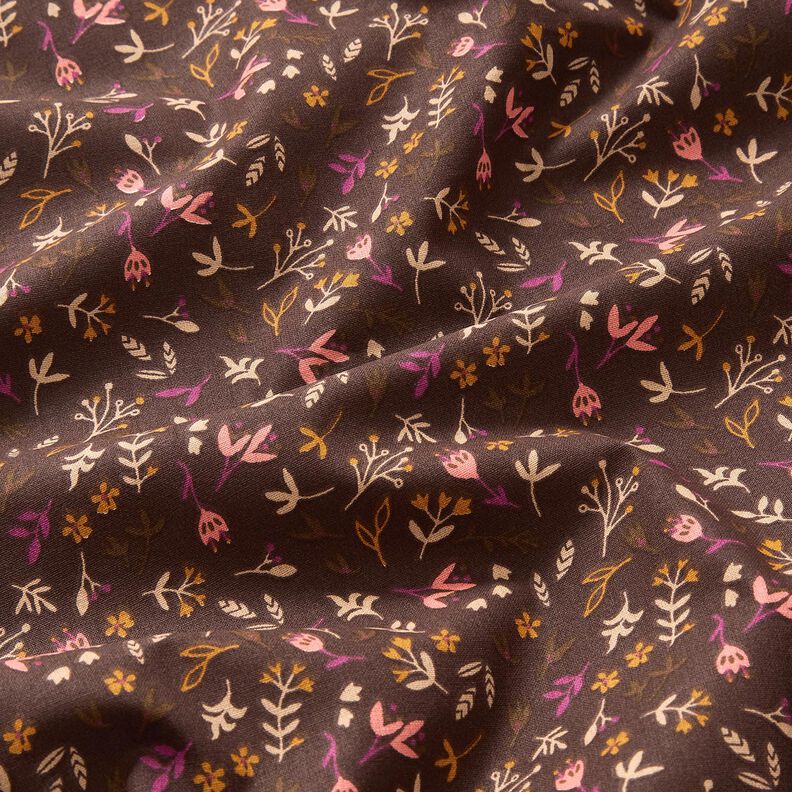 Tela de algodón Cretona Ramas pequeñas – marrón oscuro/uva,  image number 2