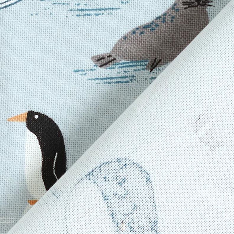 Tela decorativa Panama media Animales en el hielo – azul baby/blanco,  image number 4