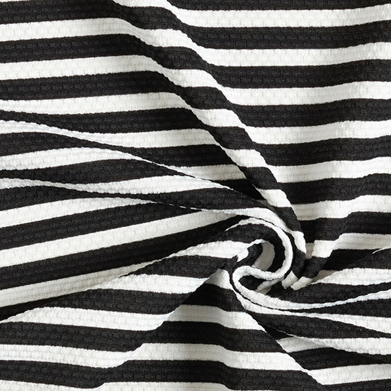 Estructura de punto jacquard con rayas horizontales – blanco/negro,  image number 3
