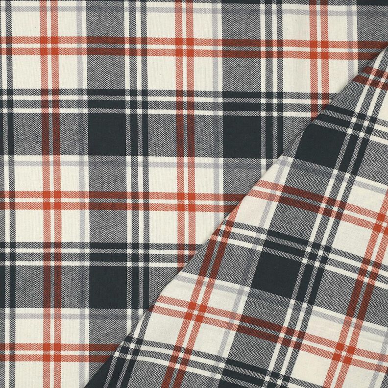 Franela de algod&oacute;n Cuadros con patr&oacute;n de espiga &ndash; azul negro/crema,  image number 4