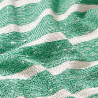 Tela de jersey de viscosa rayas horizontales – verde esmeralda/blanco, 