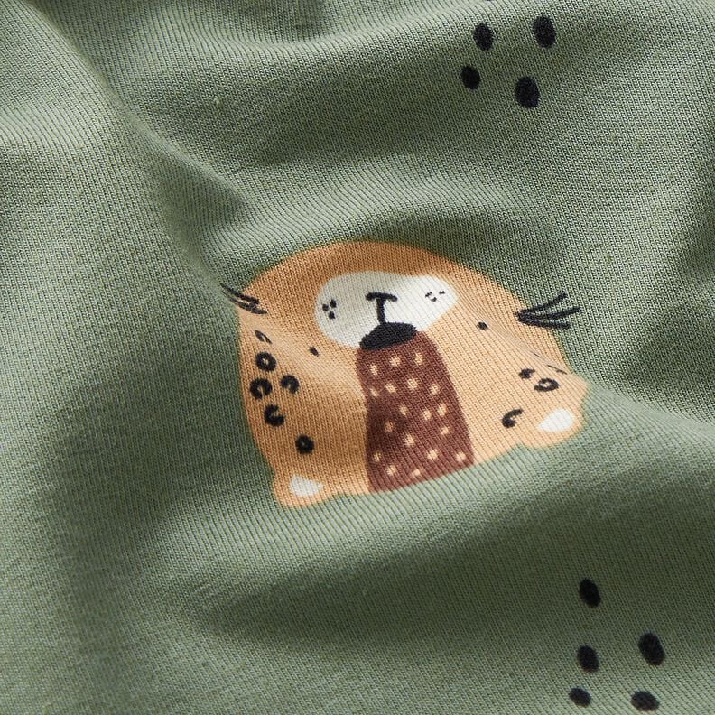 Tela de jersey de algodón Caras de leopardo  – pino,  image number 2