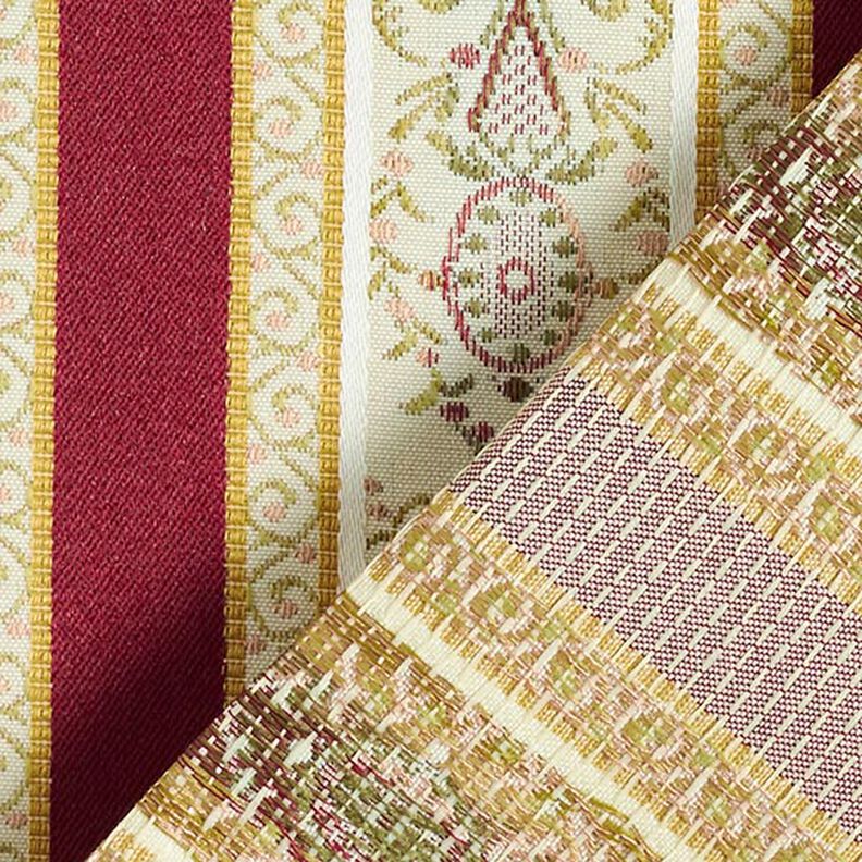 Tela de tapicería jacquard Rayas Biedermeier – crema/rojo,  image number 3