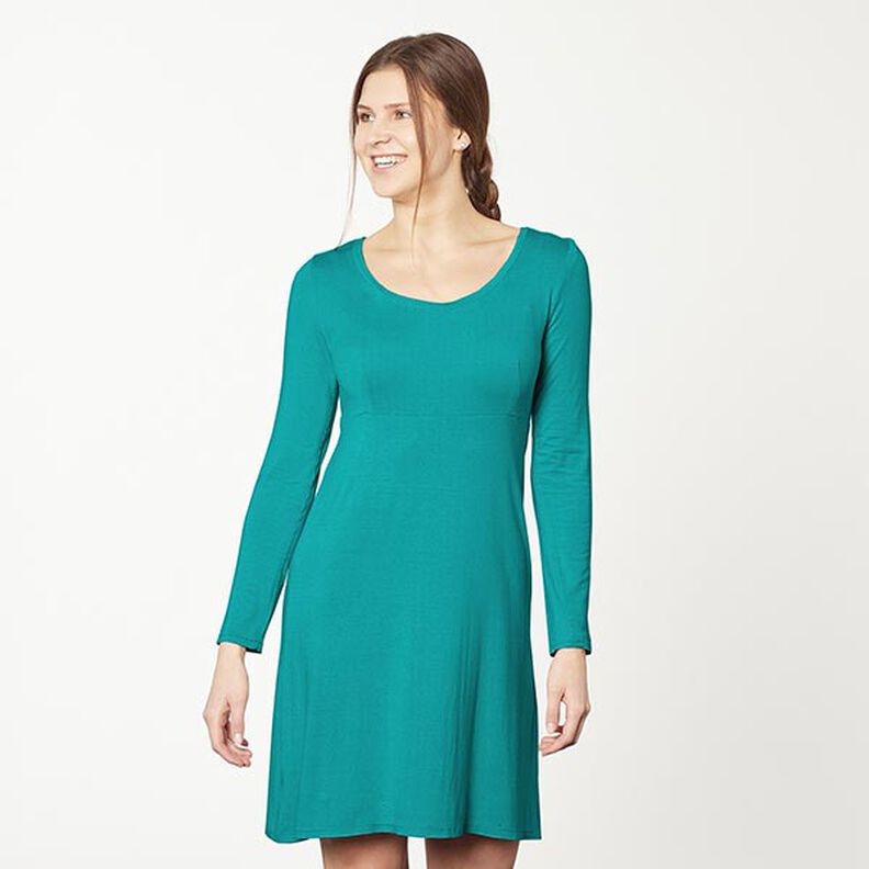Tela de jersey de algodón Uni mediano – verde esmeralda,  image number 6
