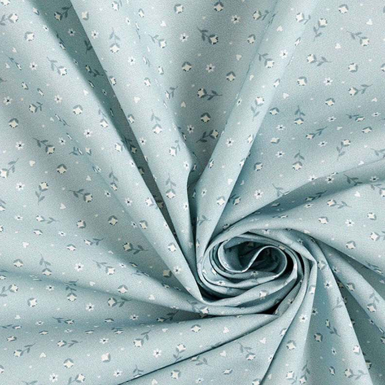 Tela de algodón Popelina Flores pequeñas – azul grisáceo pálido,  image number 3