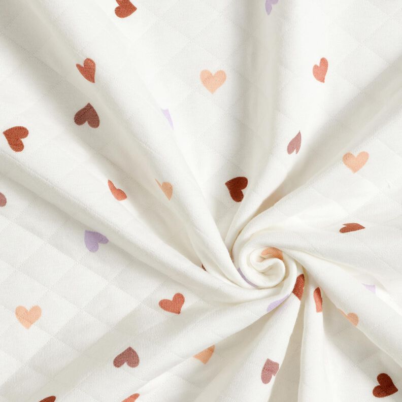 Tela de doble cara Tela de jersey Corazones de colores – marfil,  image number 3