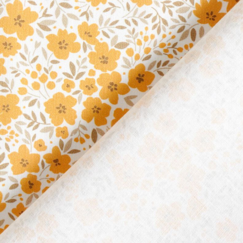 Tela decorativa Satén de algodón Mar de flores – mostaza/blanco,  image number 4