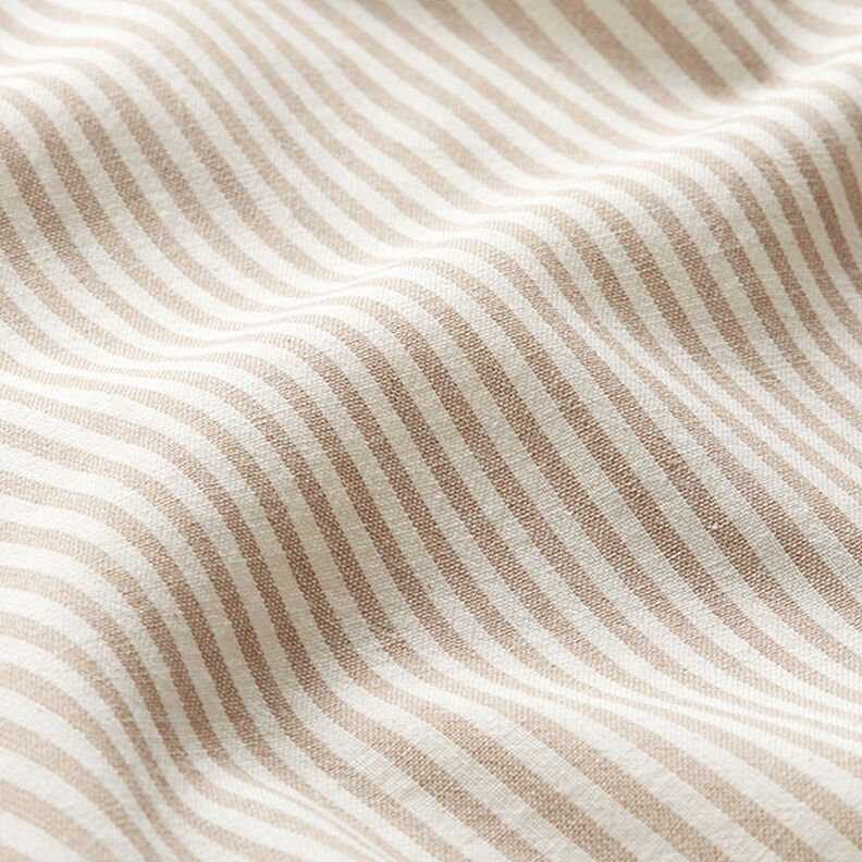 Mezcla de viscosa y algodón Rayas – beige/blanco lana,  image number 2