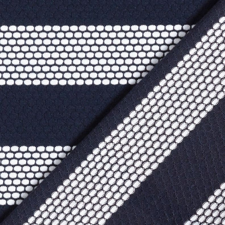 Tela de jersey de algodón Rayas punteadas – azul marino/blanco,  image number 4