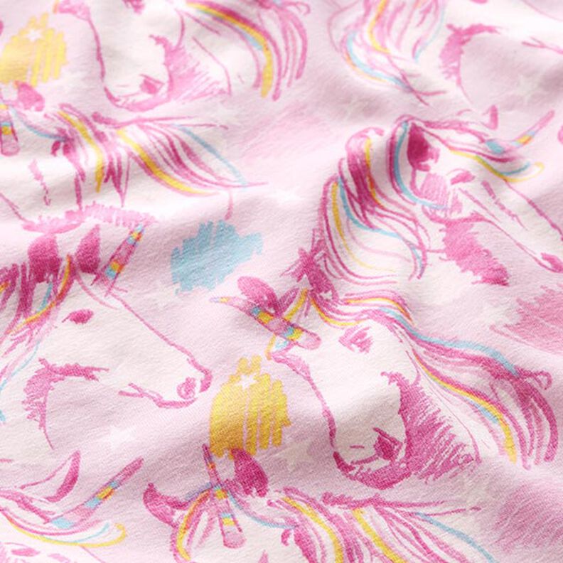 Tela de jersey de algodón Unicornio esbozado – rosa,  image number 2