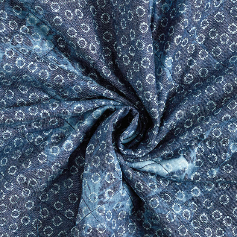 Tejido acolchado cambray flor tie-dyed – azul vaquero,  image number 4