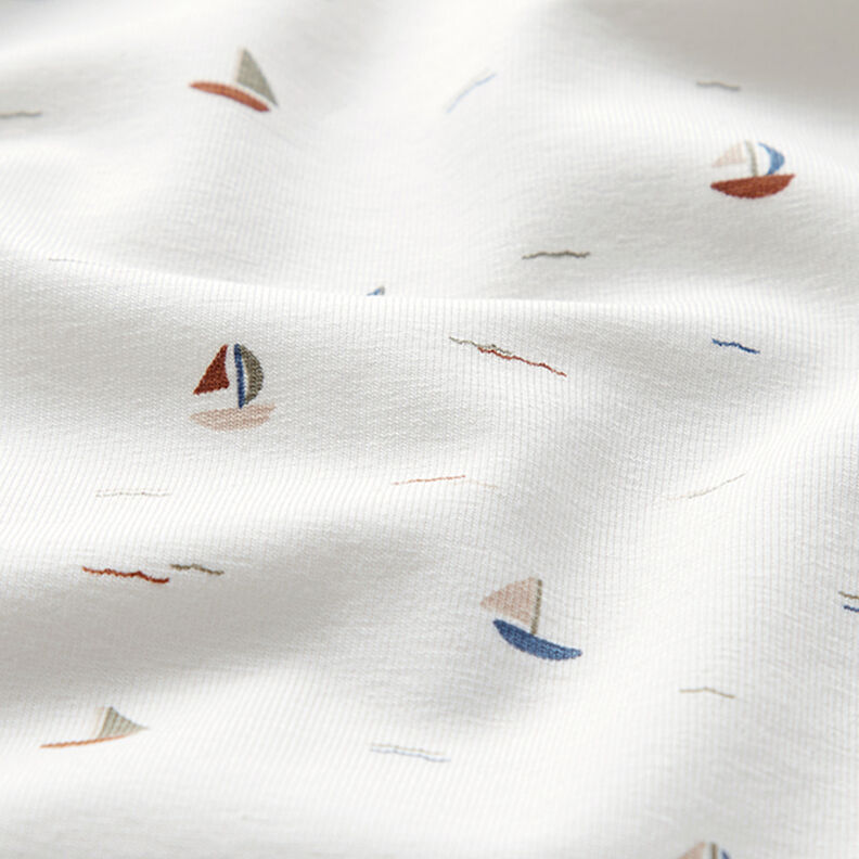 Tela de jersey de algodón Barco de vela  – blanco lana,  image number 2