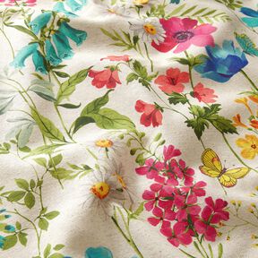 Tela decorativa Panama media Flores silvestres &ndash; naturaleza/frambuesa, 