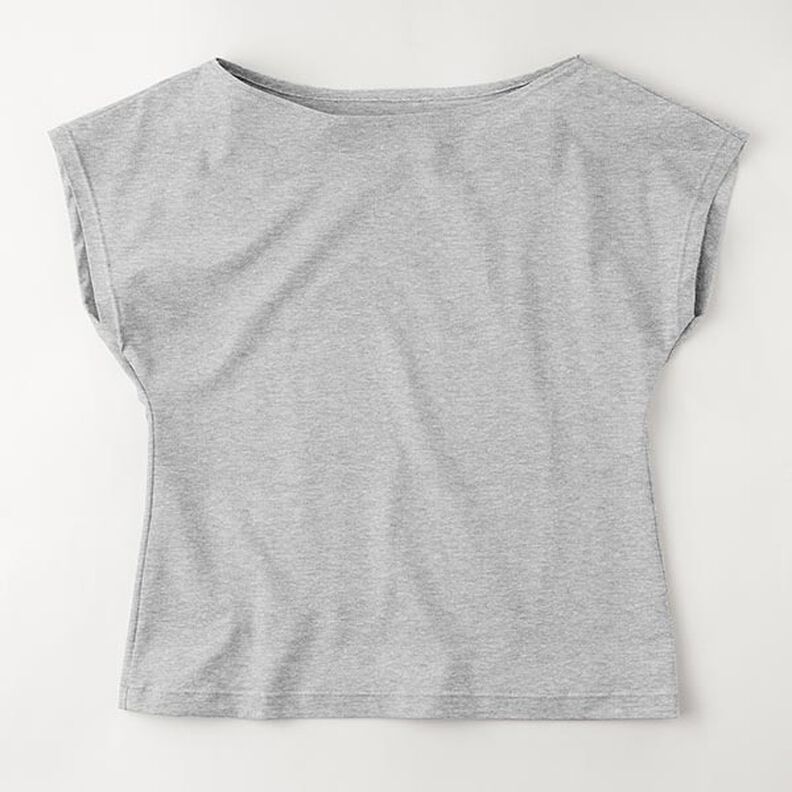 Tela de jersey de algodón Uni Melange – gris claro,  image number 8
