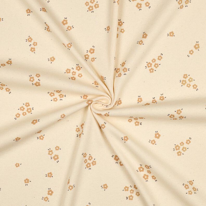 GOTS Jersey canelado Cama de flores | Poppy Fabrics &ndash; crema/marr&oacute;n avellana,  image number 3