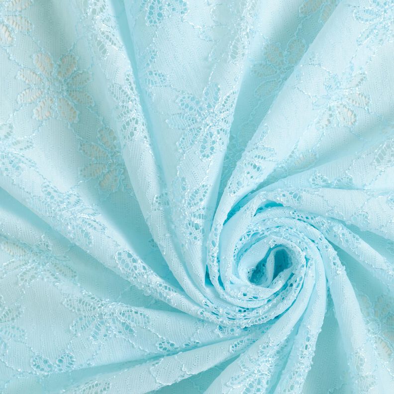 Encaje elástico con flores – azul hielo,  image number 3