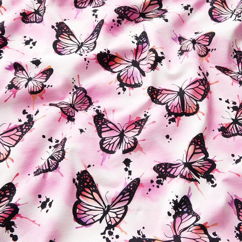 Tela de jersey de algodón Mariposa esbozadas | Glitzerpüppi – violeta pastel,  image number 1