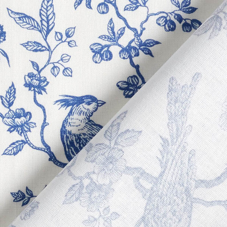 Tela de algodón Cretona Pájaro – azul real/blanco lana,  image number 4