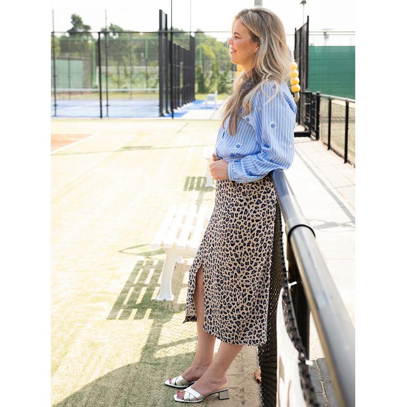 Mezcla de lino y viscosa Estampado de leopardo | Poppy Fabrics – rosa viejo claro/berenjena,  image number 6