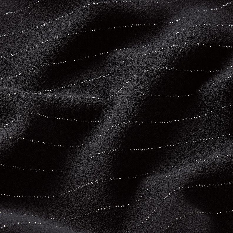 Pantalón de tela elástica con purpurina y raya diplomática – negro/plata metalizada,  image number 2