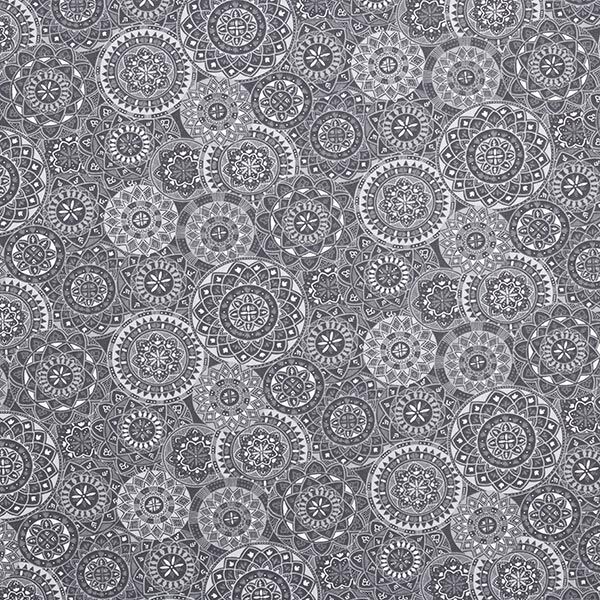 Cretona de algodón Collage de mandala – gris,  image number 1