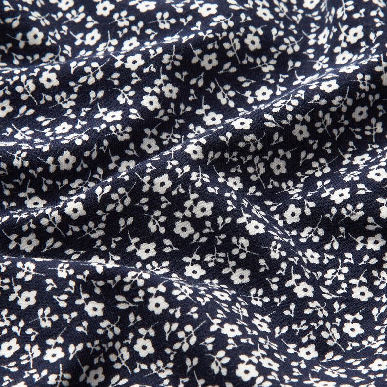 Tela de jersey de algodón mil flores – azul marino/blanco,  image number 2