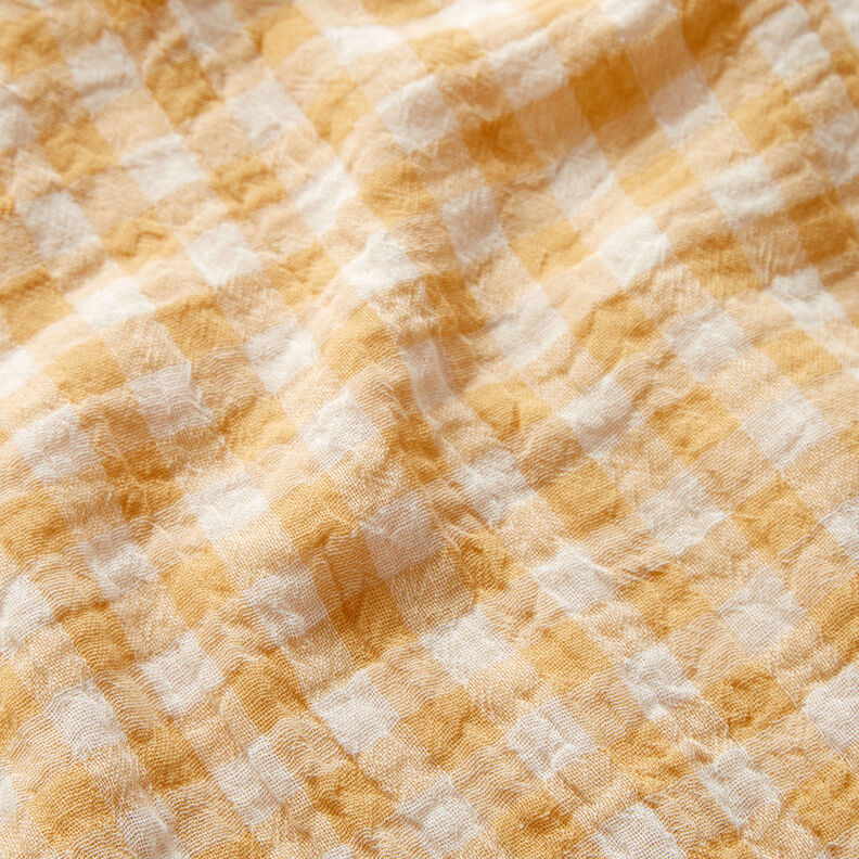 Muselina/doble arruga Hilo de cuadrados Vichy teñidos – oro antiguo/blanco,  image number 3