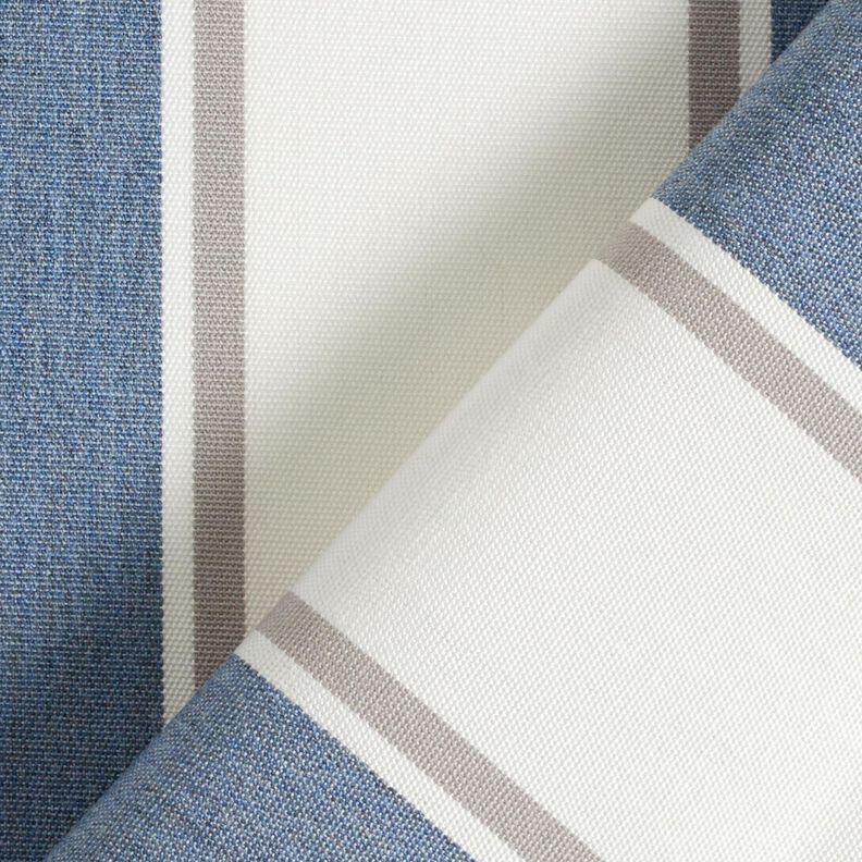 Telas para exteriores Lona Rayas finas – blanco lana/azul gris,  image number 4