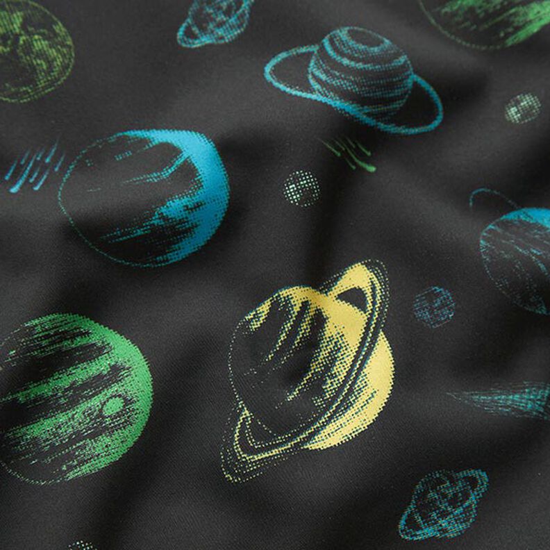 Tejido Softshell Planetas – negro,  image number 2