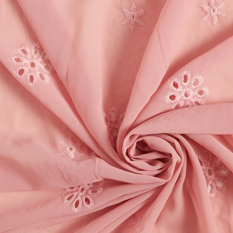 Gasa con bordado inglés de flores – rosa viejo claro,  image number 3