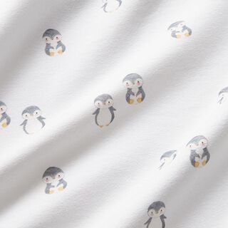 Tela de jersey de algodón Pingüino bonito Impresión digital – blanco, 