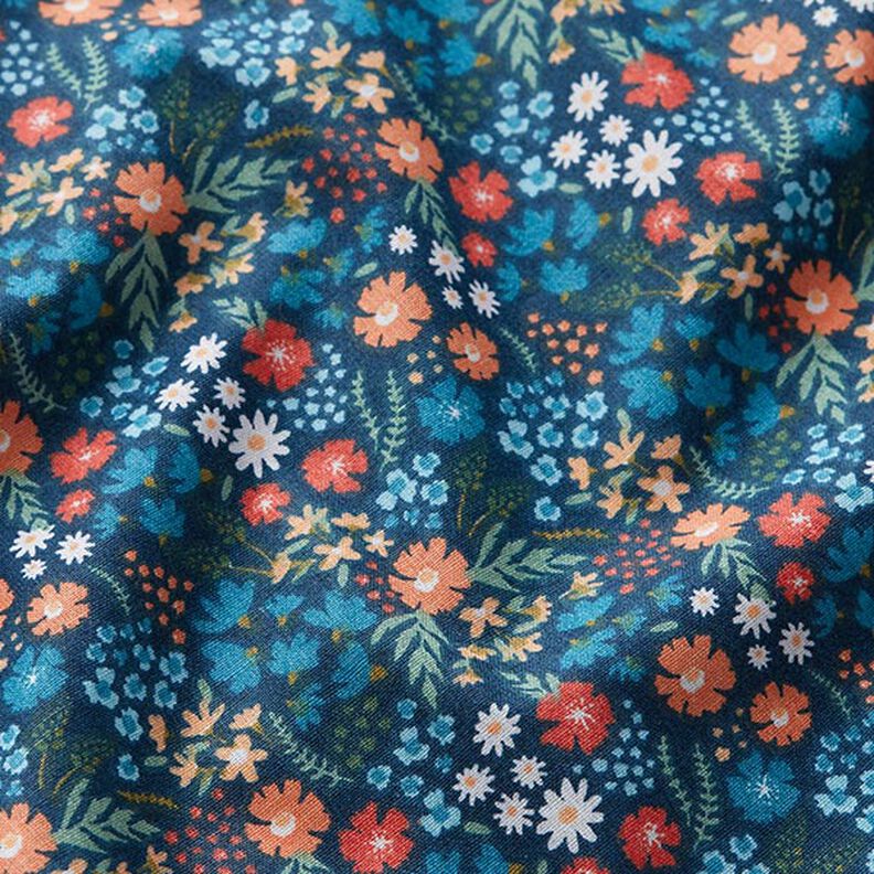 Popelina de algodón orgánico flores dulces – azul océano,  image number 2