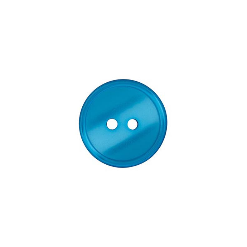 Botón de poliéster 2 agujeros  – azul agua,  image number 1