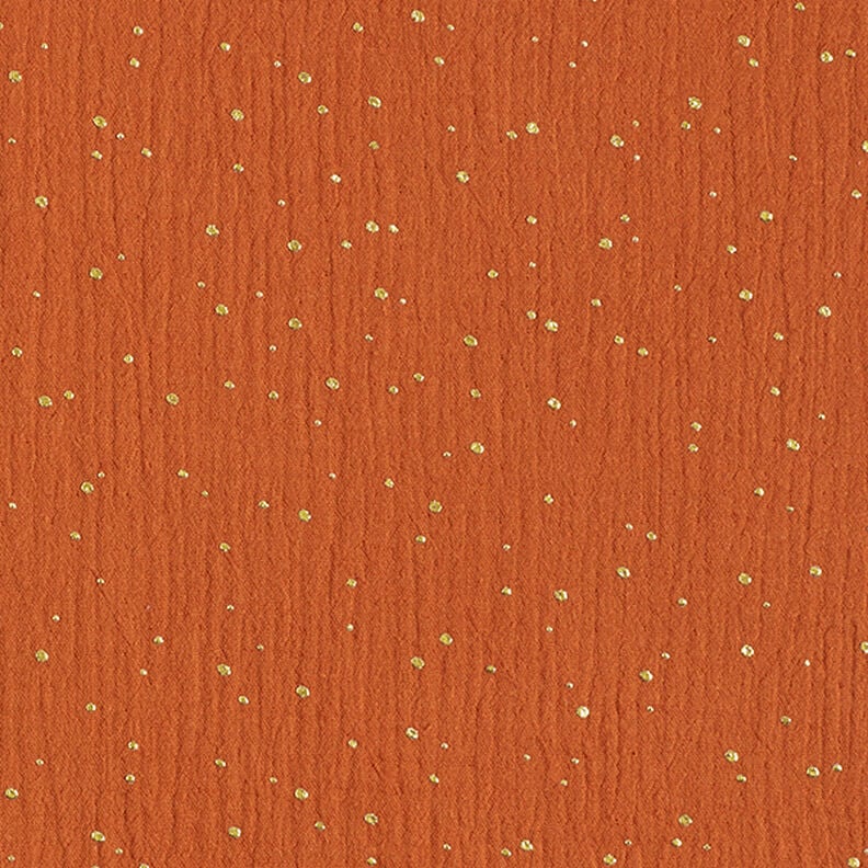 Muselina de algodón con manchas doradas dispersas – terracotta/dorado,  image number 1